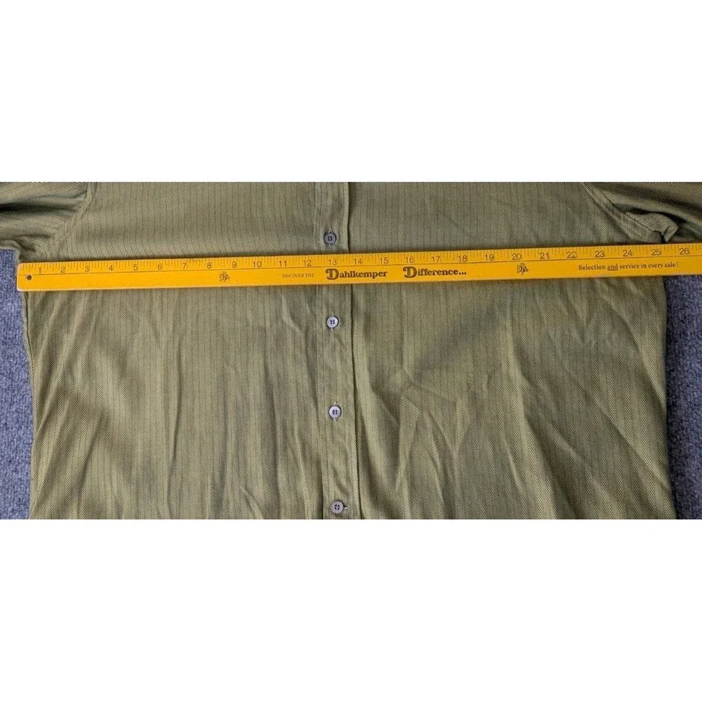 Vintage Gucci Herringbone Weave Long Sleeve Dress Shirt Men's Sz 43/17 Green